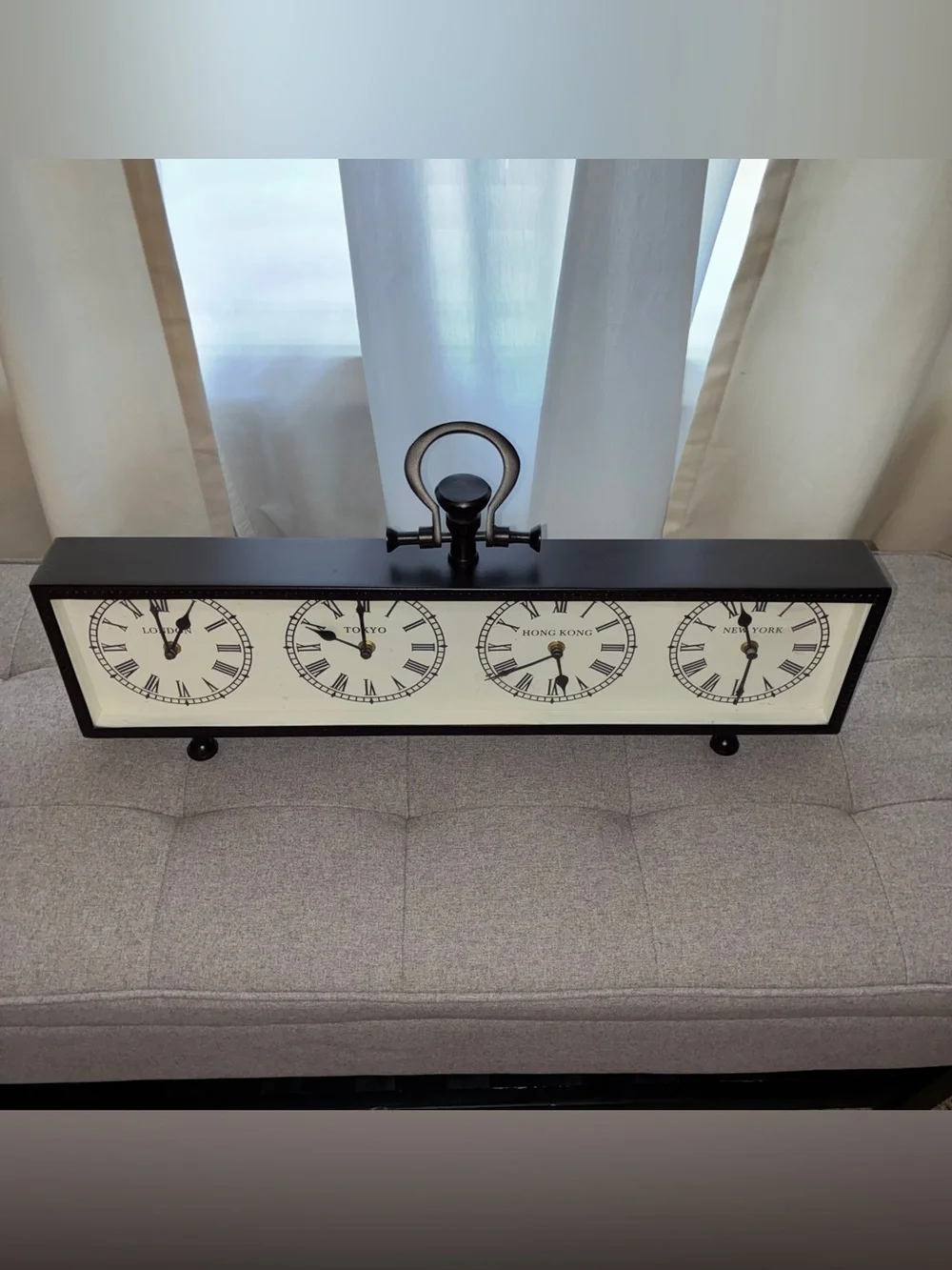Pottery Barn World Multi-Clock Industrial Retro Mantle Center Piece Clock